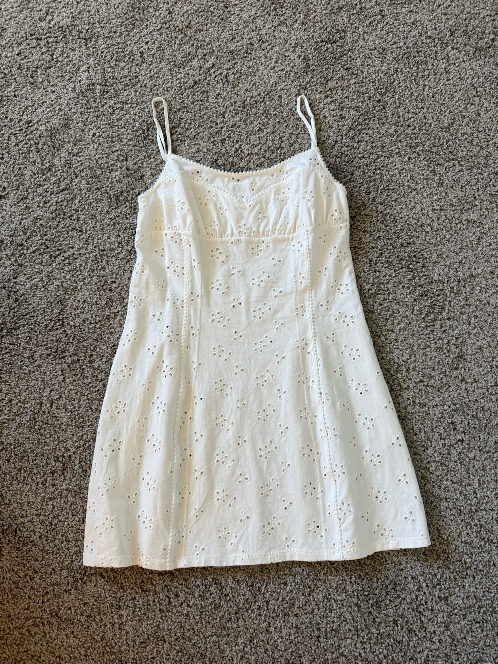 White Eyelet Spaghetti Strap Dress